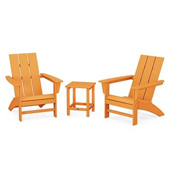 POLYWOOD Modern Adirondack Chairs and Long Island Side Table 3 pc Set