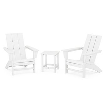 POLYWOOD Modern Adirondack Chairs and Long Island Side Table 3 pc Set