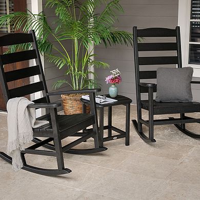 POLYWOOD Shaker Porch Rocking Chairs and Side Table 3-Piece Set