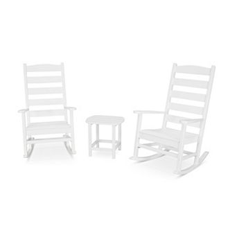 POLYWOOD Shaker Porch Rocking Chairs and Side Table 3 pc Set