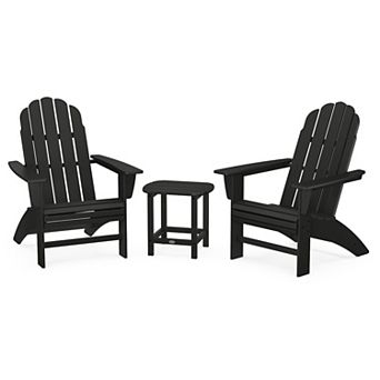 POLYWOOD Vineyard Curveback Adirondack Chairs and South Beach Side Table 3 pc Set