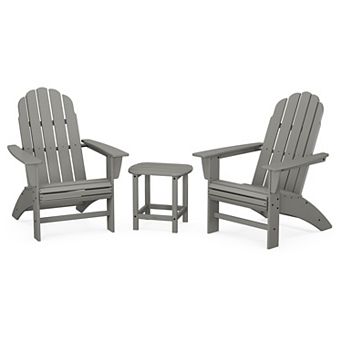 POLYWOOD Vineyard Curveback Adirondack Chairs and South Beach Side Table 3 pc Set