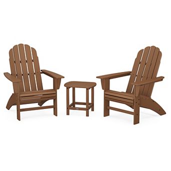 POLYWOOD Vineyard Curveback Adirondack Chairs and South Beach Side Table 3 pc Set