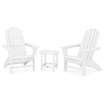 POLYWOOD Vineyard Curveback Adirondack Chairs and South Beach Side Table 3 pc Set