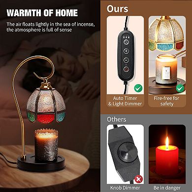 Candle Warmer Lamp, Electric Candle Lamp Warmer, Dimmable Wax Melt Warmer for Scented Wax Black