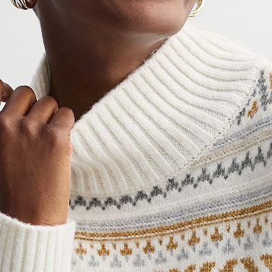 Women's Croft & Barrow® Mock Neck Fair Isle Pullover Sweater