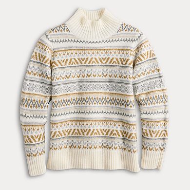 Women's Croft & Barrow® Mock Neck Fair Isle Pullover Sweater