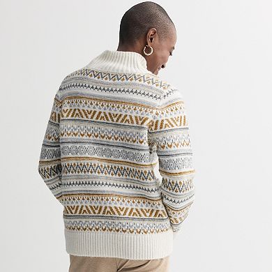 Women's Croft & Barrow® Mock Neck Fair Isle Pullover Sweater