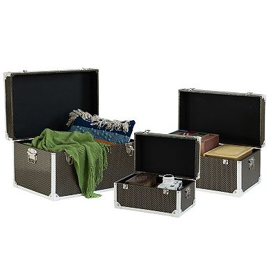 Faux Leather Storage Trunk Set of 3