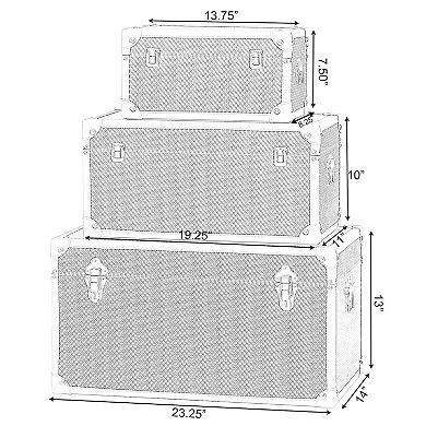 Faux Leather Storage Trunk Set of 3