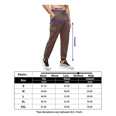 Mens Cargo Sweatpants Elastic Waist Drawstring Casual Lounge Running Athletic Joggers Pants Pockets