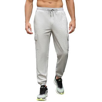Mens Cargo Sweatpants Elastic Waist Drawstring Casual Lounge Running Athletic Joggers Pants Pockets