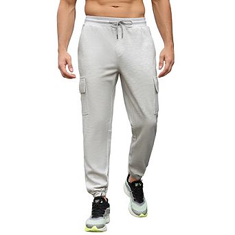 Mens Cargo Sweatpants Elastic Waist Drawstring Casual Lounge Running Athletic Joggers Pants Pockets