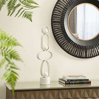 Glitzhome 25.50"H Modern Abstract White Metal Sculpture Table Decor