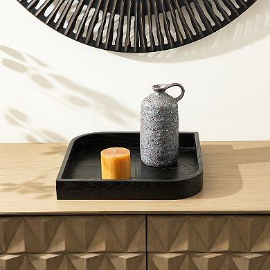 Glitzhome Set of 2 Leaf Shape Ash Wood Decorative Trays