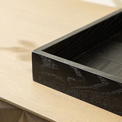 Glitzhome Set of 2 Leaf Shape Ash Wood Decorative Trays