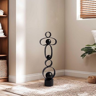 Glitzhome 25.50"H Modern Abstract Black Metal Sculpture Table Decor