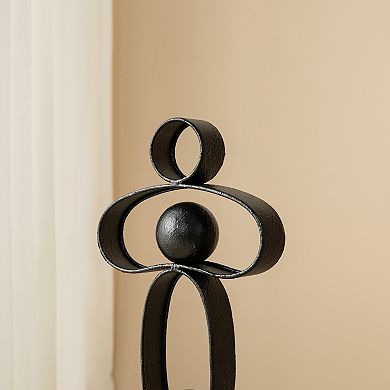 Glitzhome 25.50"H Modern Abstract Black Metal Sculpture Table Decor