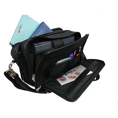 AmeriLeather Expandable Multiple Compartment Leather Briefcase