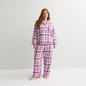 Plus Size Sonoma Goods For Life® 2 pc Flannel Notch Pajama Top & Pajama Pants Set