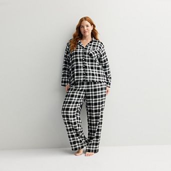 Plus Size Sonoma Goods For Life® 2 pc Flannel Notch Pajama Top & Pajama Pants Set