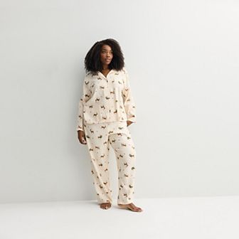 Plus Size Sonoma Goods For Life® 2 pc Flannel Notch Pajama Top & Pajama Pants Set