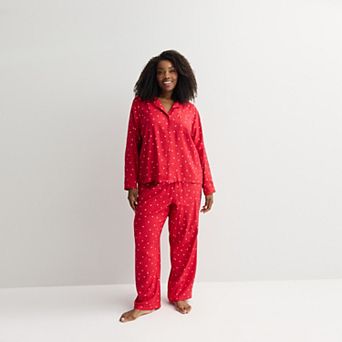 Plus Size Sonoma Goods For Life® 2 pc Flannel Notch Pajama Top & Pajama Pants Set