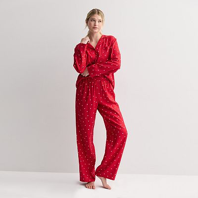 Women's Sonoma Goods For Life® 2-pc. Flannel Notch Pajama Top & Pajama Bottoms Set