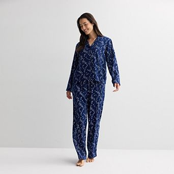 Women's Sonoma Goods For Life® 2 pc Flannel Notch Pajama Top & Pajama Bottoms Set