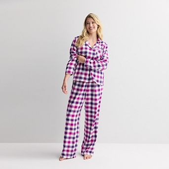 Women's Sonoma Goods For Life® 2 pc Flannel Notch Pajama Top & Pajama Bottoms Set
