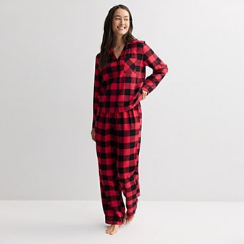 Women's Sonoma Goods For Life® 2 pc Flannel Notch Pajama Top & Pajama Bottoms Set
