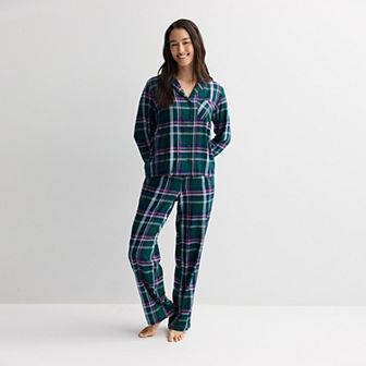 Women's Sonoma Goods For Life® Flannel Notch Pajama Top & Pajama Bottoms Set