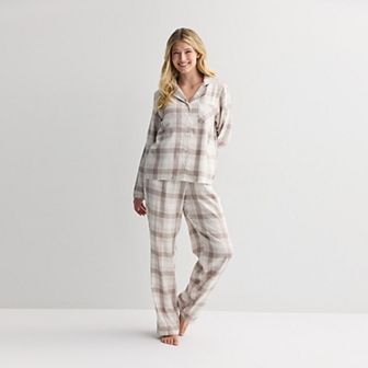 Petite Sonoma Goods For Life® Flannel Notch Pajama Top & Pajama Bottoms Set