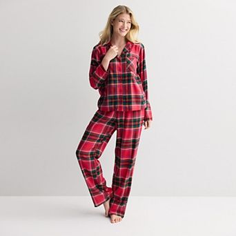 Petite Sonoma Goods For Life® Flannel Notch Pajama Top & Pajama Bottoms Set