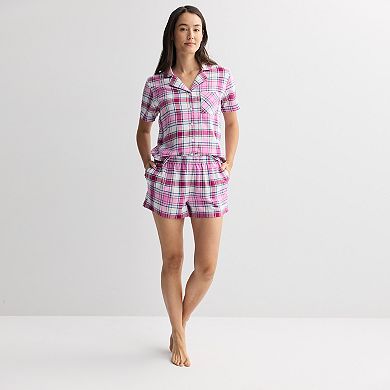 Women's Sonoma Goods For Life® 2-pc. Flannel Notch Pajama Top & Pajama Shorts Set