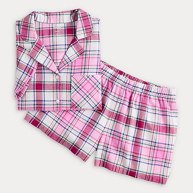 Women's Sonoma Goods For Life® 2-pc. Flannel Notch Pajama Top & Pajama Shorts Set