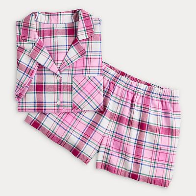 Women's Sonoma Goods For Life® 2-pc. Flannel Notch Pajama Top & Pajama Shorts Set
