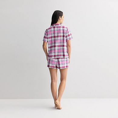 Women's Sonoma Goods For Life® 2-pc. Flannel Notch Pajama Top & Pajama Shorts Set