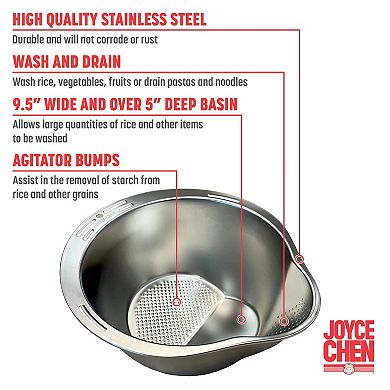 Joyce Chen 3-in-1 Rice Washer, Colander, and Strainer