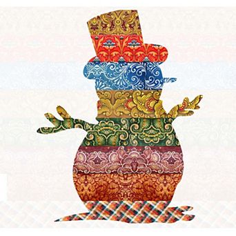 Country Quilted Snowman 24" Wooden Door Decor by G. DeBrekht Handcrafted Festive Holiday Decor