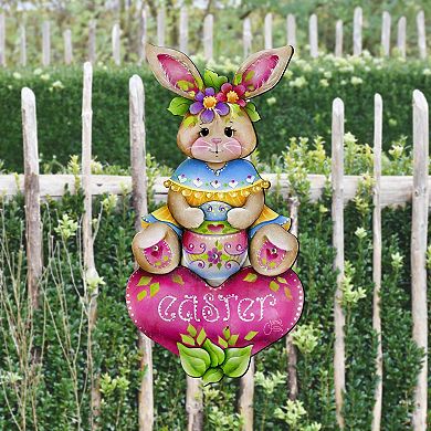 Handcrafted Easter Bunny Wooden Door Hanger Rustic Easter Door Sign by J. Mills-Price