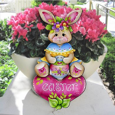 Handcrafted Easter Bunny Wooden Door Hanger Rustic Easter Door Sign by J. Mills-Price