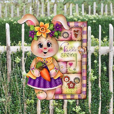 Handcrafted Spring Bunny Door Decor Rustic Easter Door Hanger - Spring Home Decor by J.Mills-Price