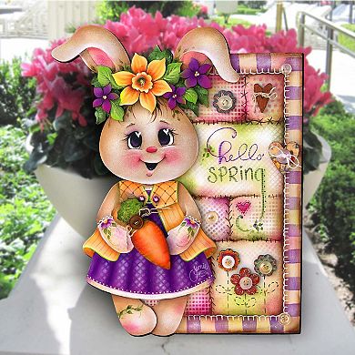 Handcrafted Spring Bunny Door Decor Rustic Easter Door Hanger - Spring Home Decor by J.Mills-Price