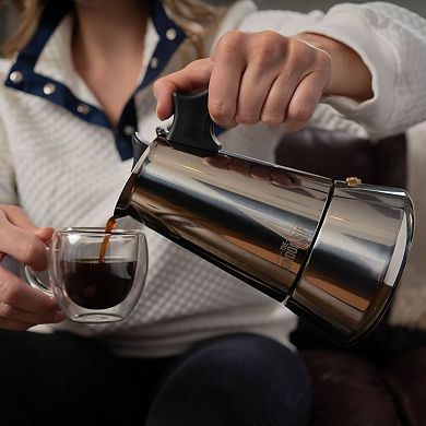 London Sip 10 Cup Espresso Maker & Coffee Spoon Bundle Set