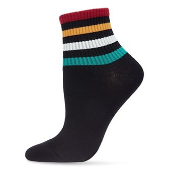 Women's Cotton Blend Retro Style Multicolor Stripe Anklet Sock