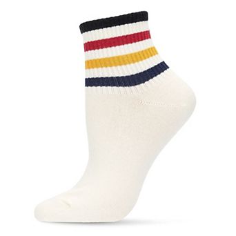Women's Cotton Blend Retro Style Multicolor Stripe Anklet Sock