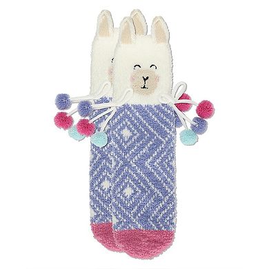 Women's Llama Critter Plush Crew Socks