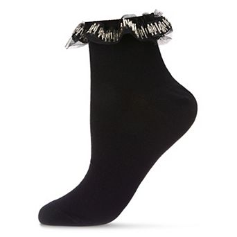 Women's Piping And Trim Fashion Ruffle Cuff Anklet Sock