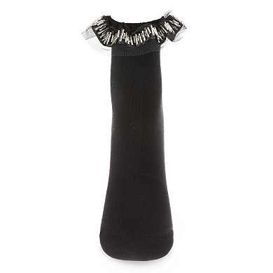 Women's Piping And Trim Fashion Ruffle Cuff Anklet Sock